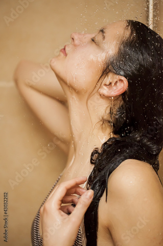 Girl taking a shower