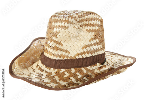 Beige straw hat with brown ribbon