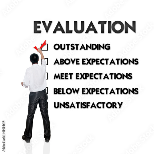 Employee evaluation form with business man selecting the choice