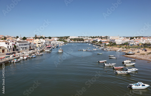 Town Tavira at the Gilao river, Algarve Portugal