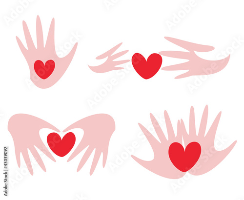 hands and heart set of symbols