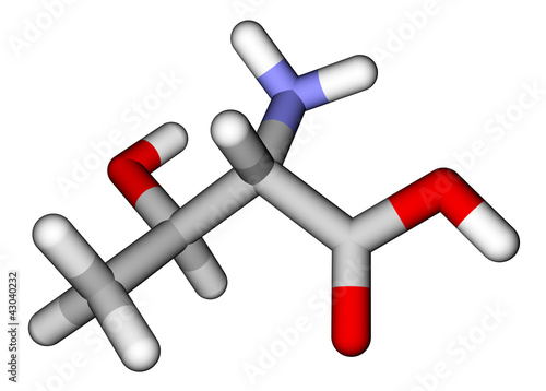 Essential amino acid threonine 3D molecular model