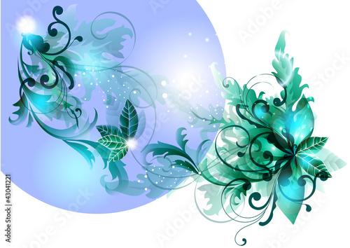 Blue  flourish vector background
