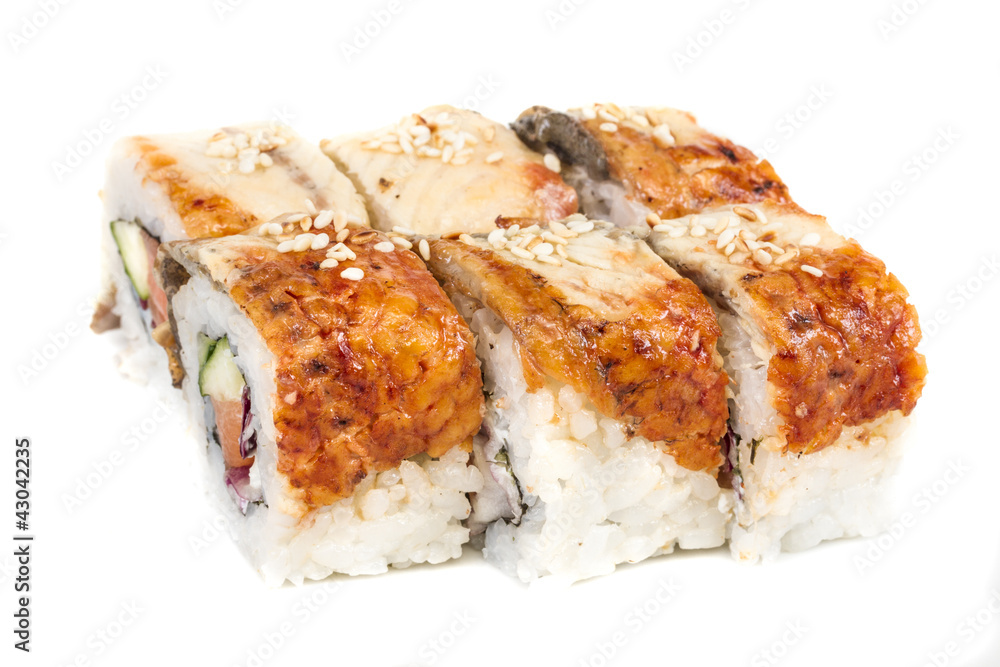 Japanese traditional Cuisine - Maki Roll with Cucumber , Cream C Japanese traditional Cuisine - Maki Roll with Cucumber , Cream C