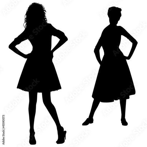 Silhouettes of fashion women