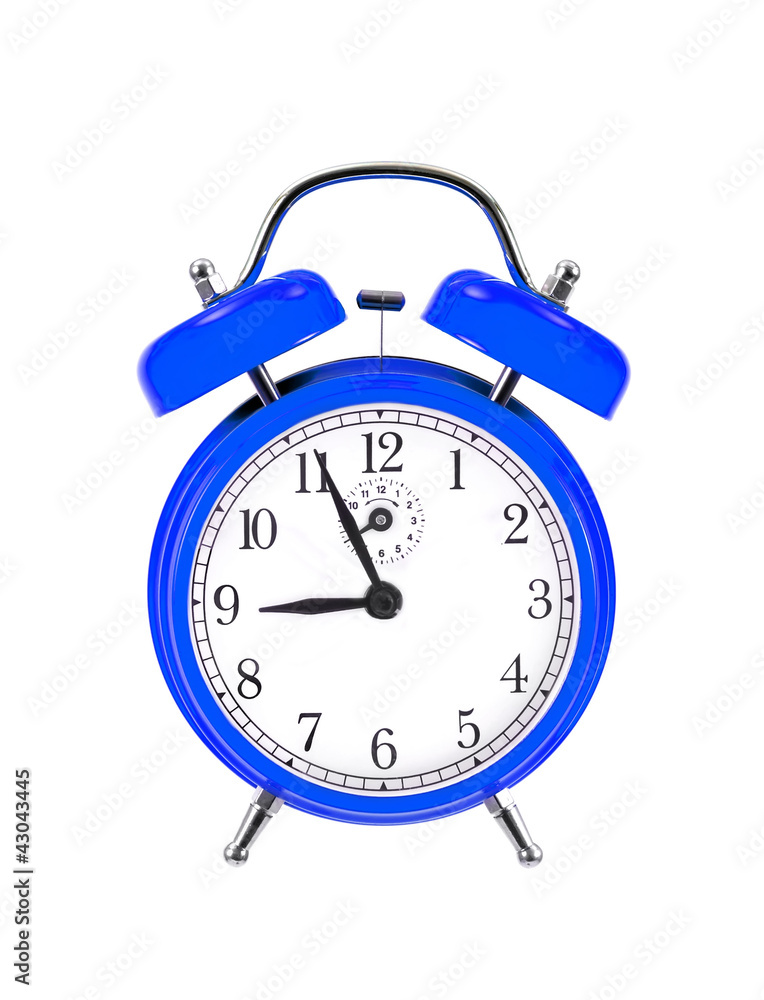 blue bell clock (alarm clock) isolated on white background blue bell clock (alarm clock) isolated on white background