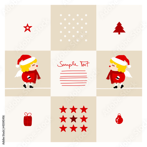 Christmas Card 2 Angels Beige