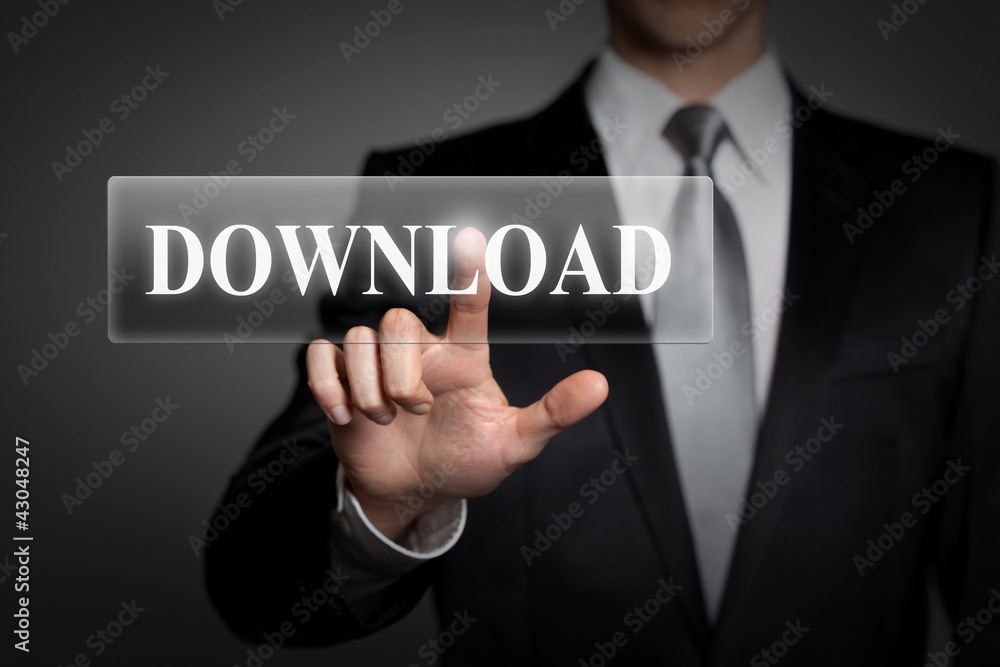 businessman pressing virtual button - download businessman pressing virtual button - download