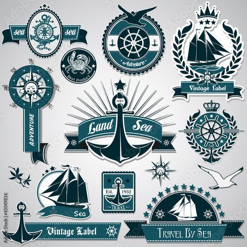 Large collection of vintage nautical labels