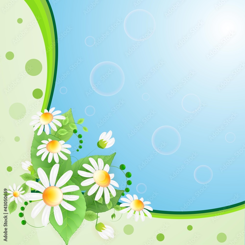 Summer background with flowers and butterflies Summer background with flowers and butterflies