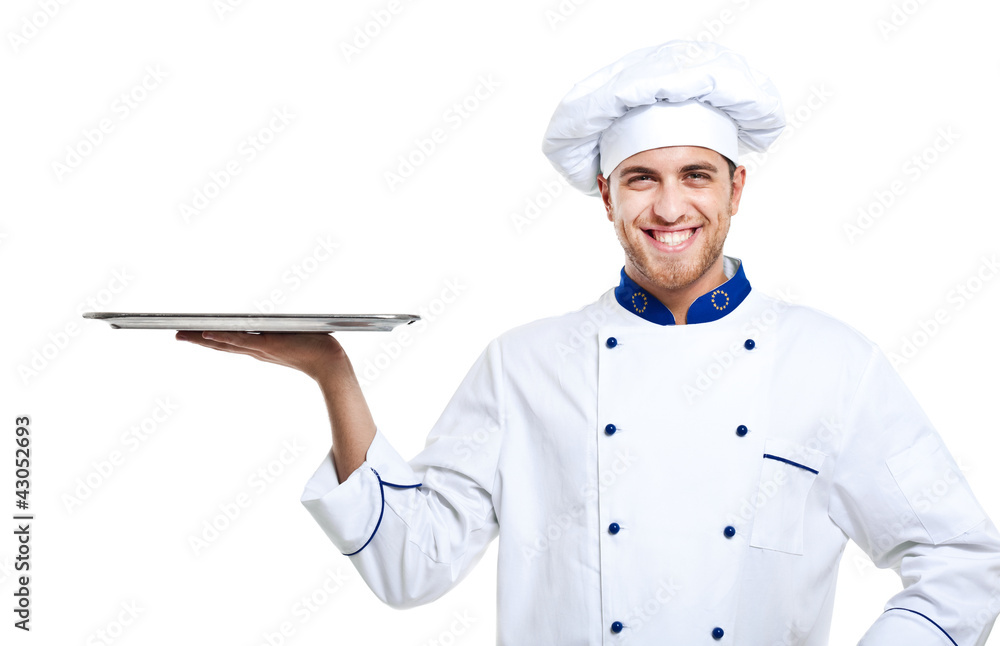 Chef holding a tray Chef holding a tray