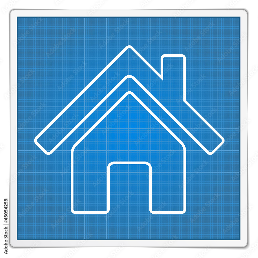 Fototapeta premium Blueprint House Icon