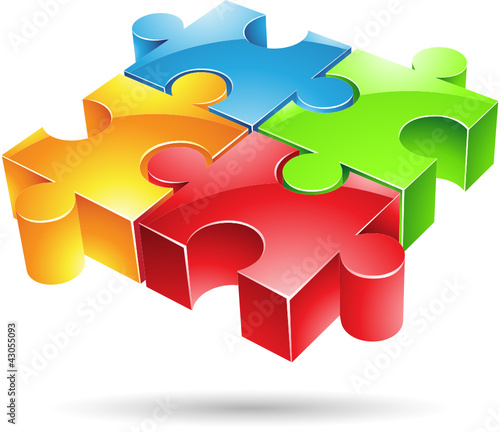 Vector illustration of glossy colorful jigsaw puzzle