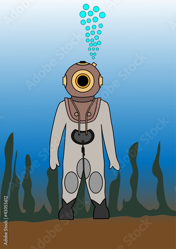diver in an old diving suit