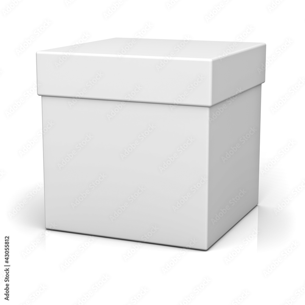 Blank box on white background with reflection Blank box on white background with reflection