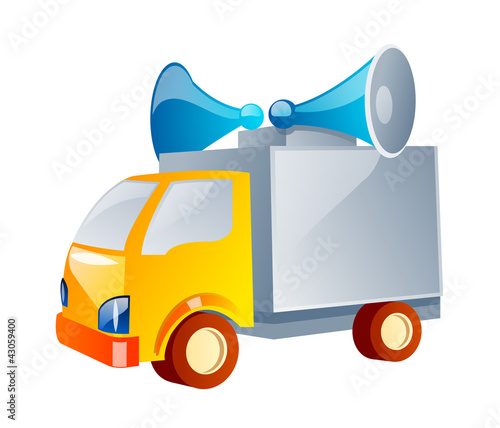 vector icon truck with loudspeaker