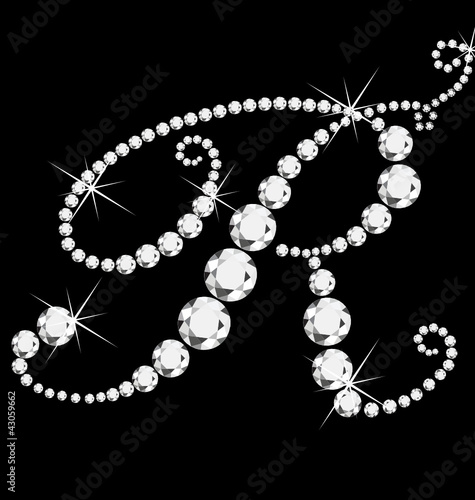 R italic letter with diamonds