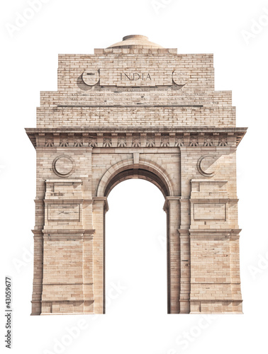 India Gate isolated on white