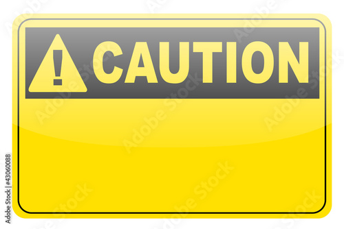 Blank yellow caution label sign