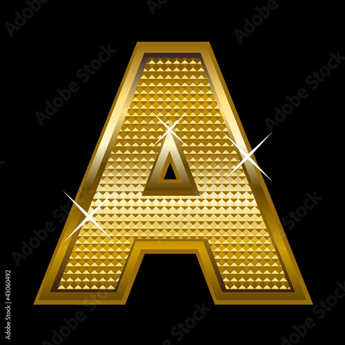 Golden font type letter A