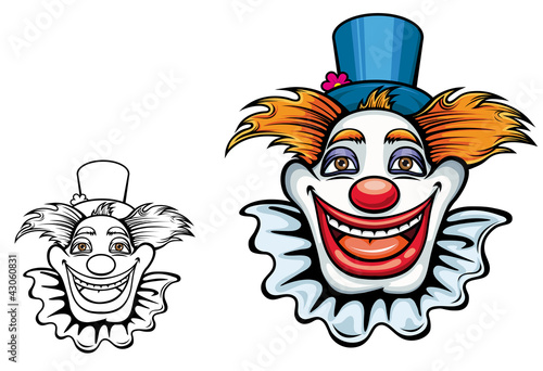 Smiling circus clown in hat