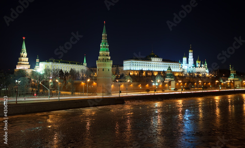 Moscow Kremlin in winter night. Russia