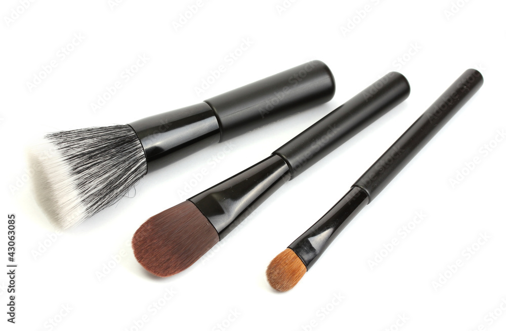 black brushes for make-up isolated on white. black brushes for make-up isolated on white.