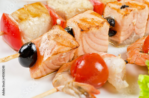 grilled salmon and shrimps