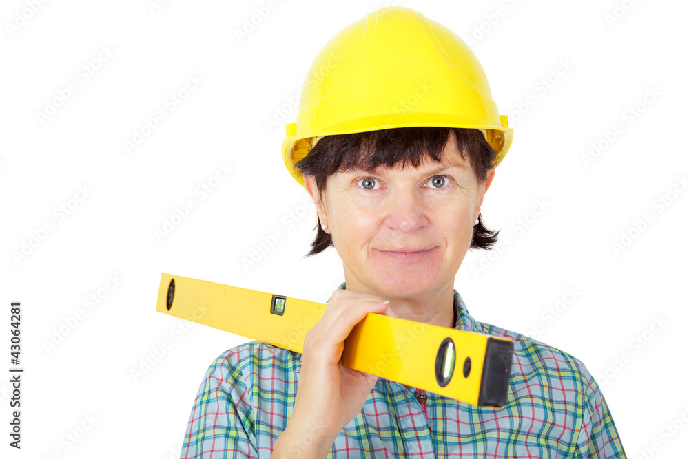 Construction worker with level Construction worker with level