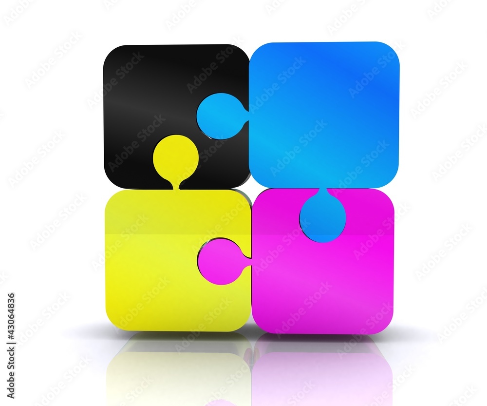 Puzzle with the basic colors of the graphics - 3D Puzzle with the basic colors of the graphics - 3D