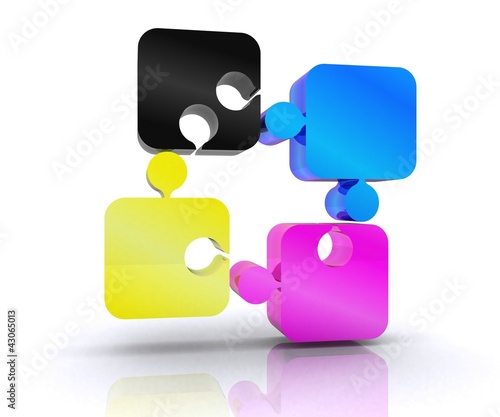 Puzzle with the basic colors of the graphics - 3D