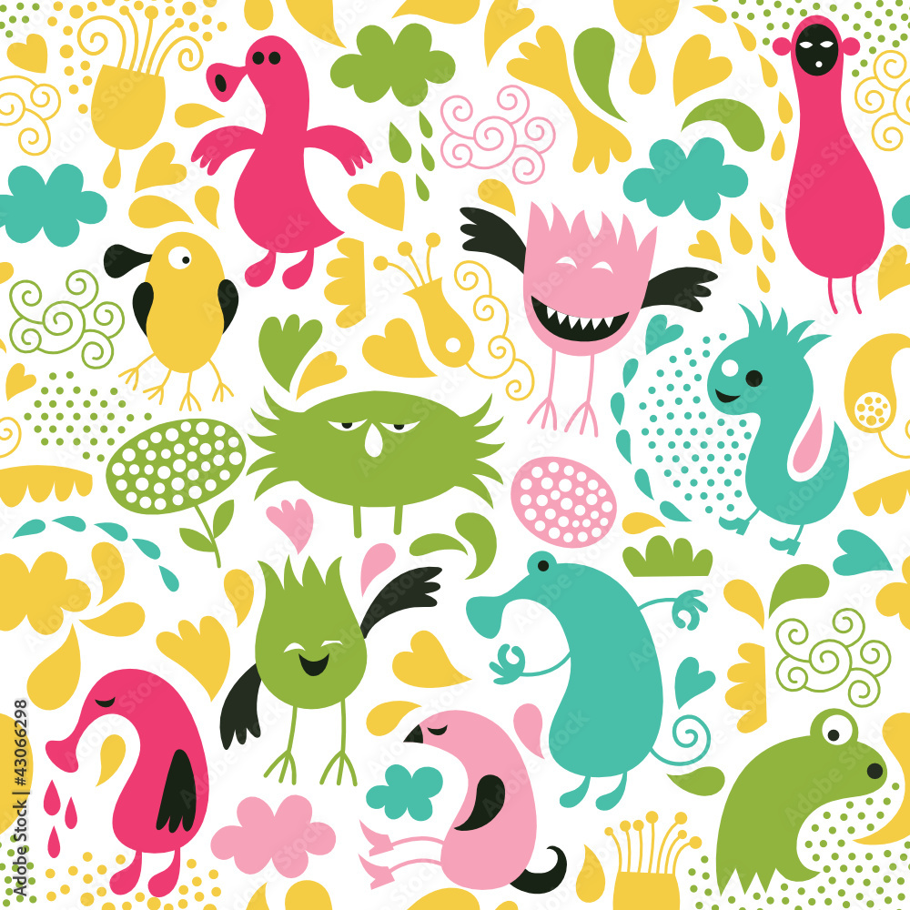 seamless pattern, funny alien seamless pattern, funny alien