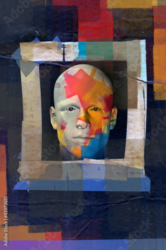 colorful male portrait grunge frame