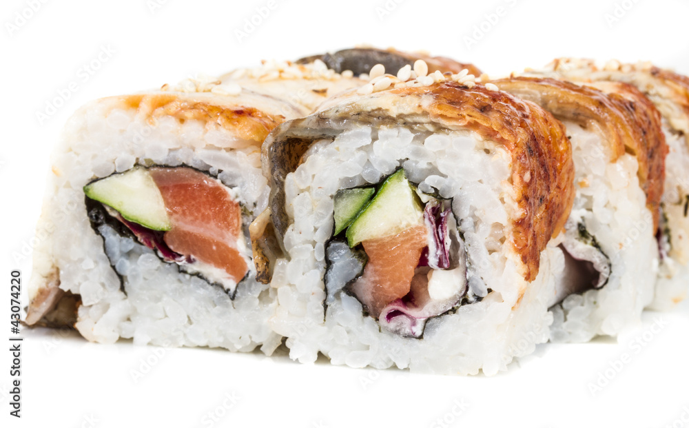 Japanese traditional Cuisine - Maki Roll with Cucumber , Cream C Japanese traditional Cuisine - Maki Roll with Cucumber , Cream C