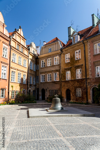 View towards the old town of Warsaw in Poland showing the old cr