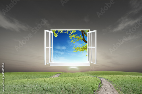 Window open to the new world  for environmental concept and idea