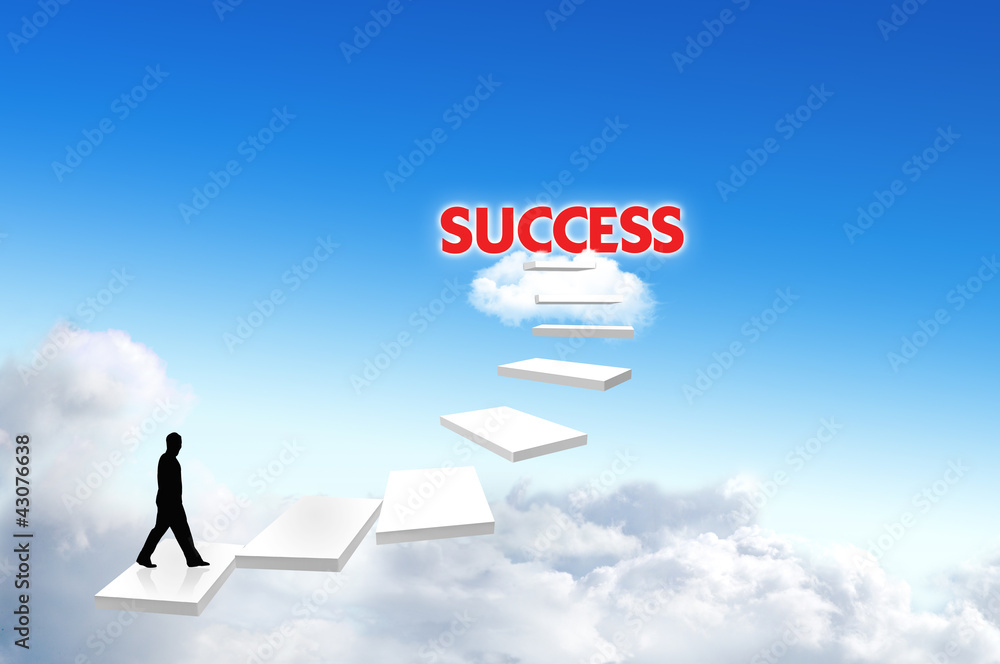 business man walk on the stairway to the target, opportunities business man walk on the stairway to the target, opportunities