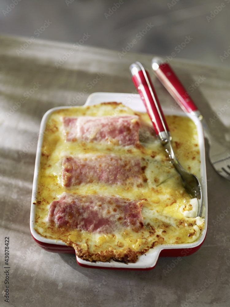 Gratin D Endives à L Italienne Endives Au Gratin 13 Gratin d'endives au jambon Stock Photo | Adobe Stock