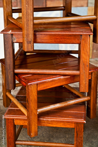 Stack of wooden chairs