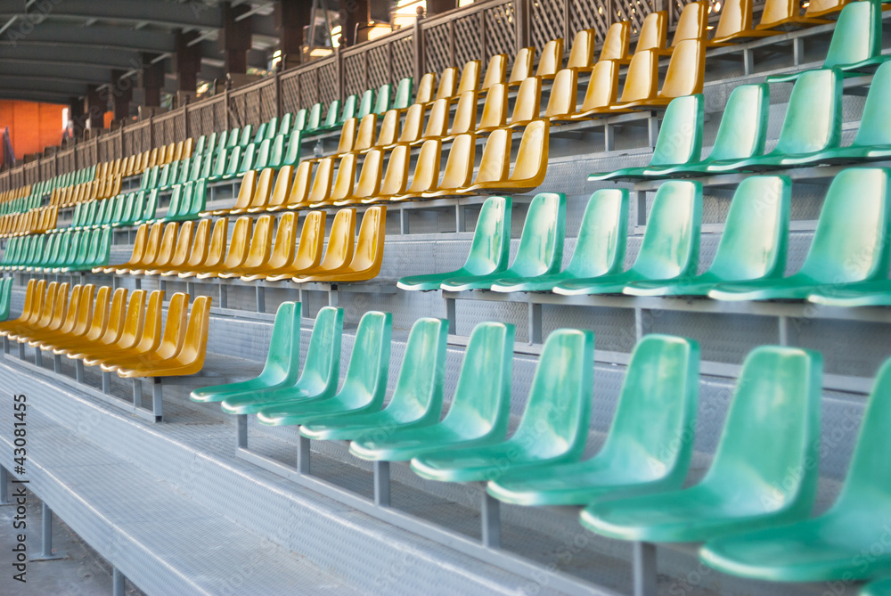 Rows of chairs at the racetrack Rows of chairs at the racetrack