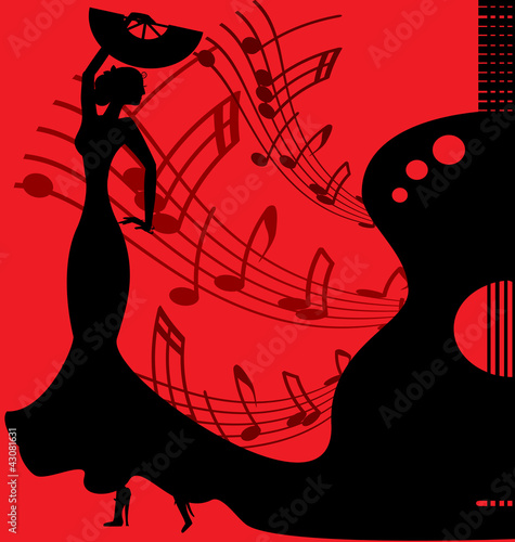 black-red background flamenco dancer