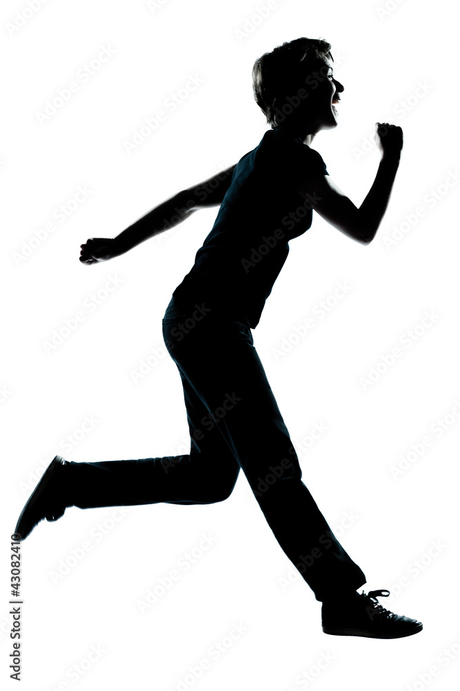 one young teenager girl silhouette happy running one young teenager girl silhouette happy running