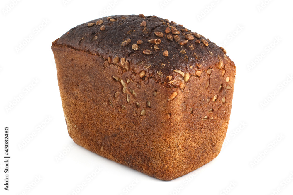 Brown bread with seeds isolated on white Brown bread with seeds isolated on white