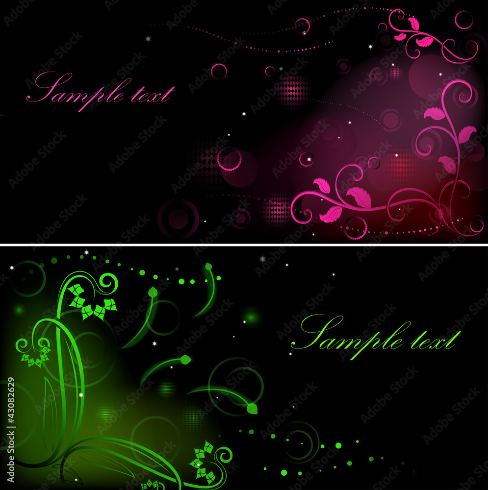 Dark flower graphics vector banners