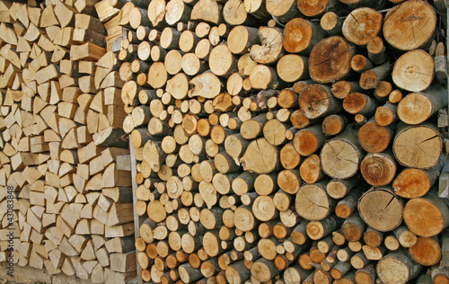 woodpile in the Woodshed ready to burn and heat