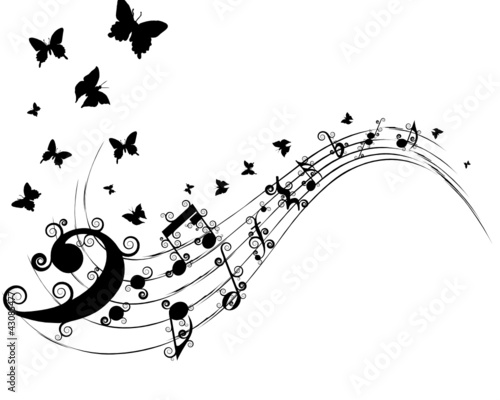 Vector musical notes staff background for design use