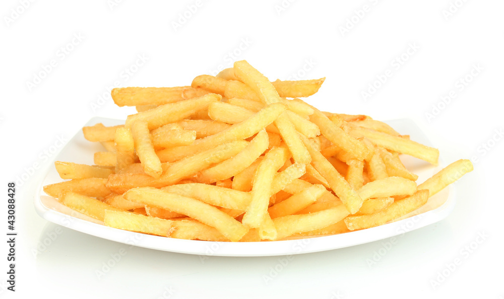 Potatoes fries in the plate isolated on white Potatoes fries in the plate isolated on white