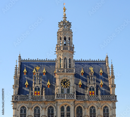 gothic city hall with belfry in Oudenaarde, UNESCO photo