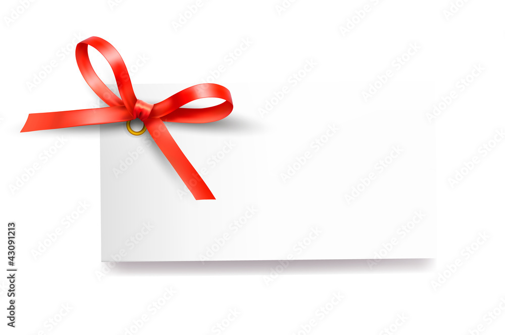 Card note with red gift bows with ribbons Vector Card note with red gift bows with ribbons Vector