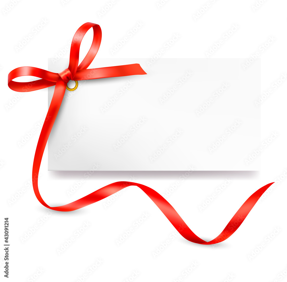 Card with red gift bow with ribbons. Vector Card with red gift bow with ribbons. Vector